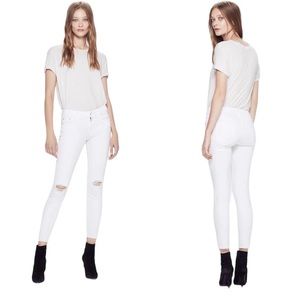 Mother Looker Ankle Fray White Jeans